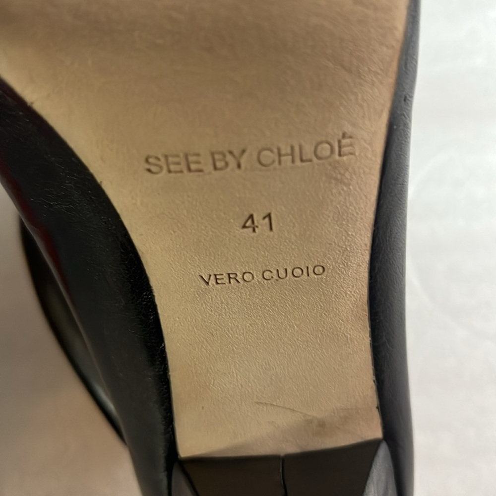 See by Chloe Black Lace Up Heels Pumps Sz 41 - Picture 9 of 14